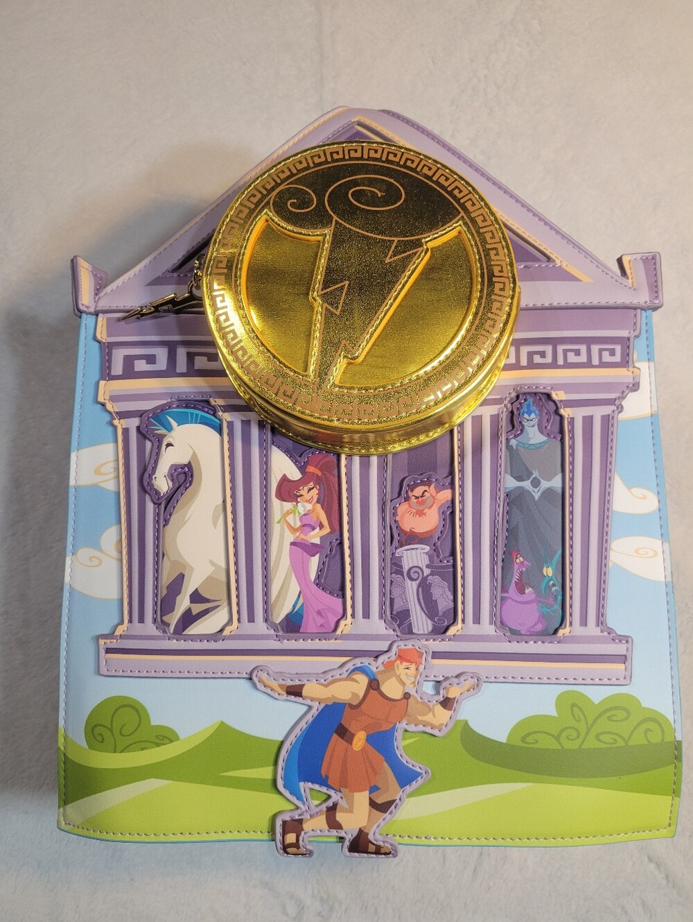 Hercules Loungefly Mini Backpack Grecian Temple Building Being Lifted NWT